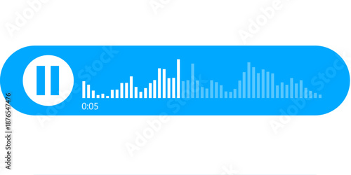 Vector Set of Audio Messaging Bubbles with Blue Waveforms and Digital Interface Playback Buttons