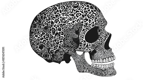 Intricate Skull Design with Abstract Patterns and Details