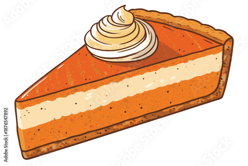 Holiday Pumpkin Cheesecake Slice Illustrat