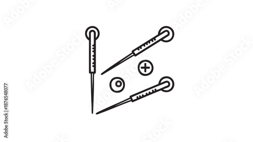 Medical illustration of syringes and symbols on a white background