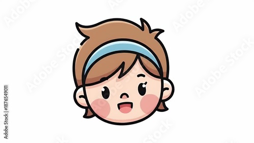 Wallpaper Mural Cute Pixel Art Child Face Smiling with Blue Headband Torontodigital.ca