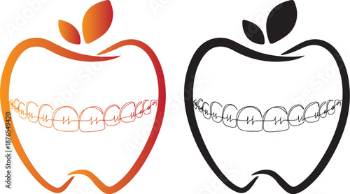 Apple Tooth Orthodontic Logo Modern Dental Business Icon Vector Template