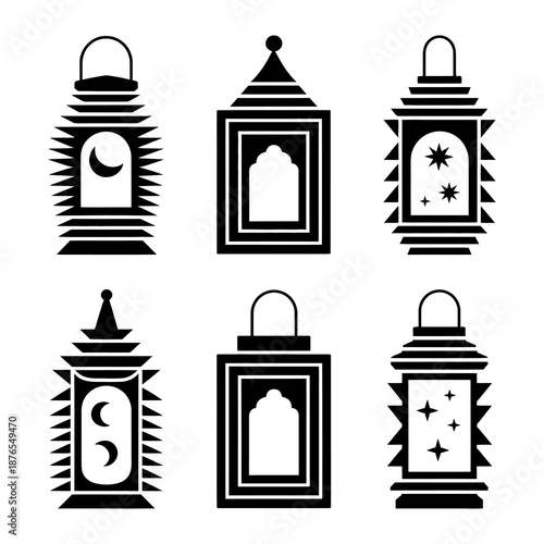 Elegant Lanterns: A set of ornate lanterns, each intricately designed with unique patterns and shapes. These lanterns bring the beauty of the middle eastern culture with their classic silhouette.