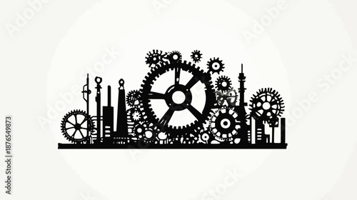 Industrial gears and machinery silhouette design