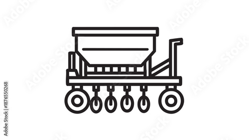 Industrial machinery illustration on a white background featuring a conveyor system and wheels