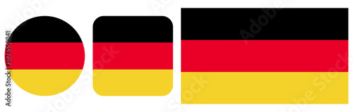 A set of icons depicting the flag of German, made in vector graphics and placed on a transparent background.