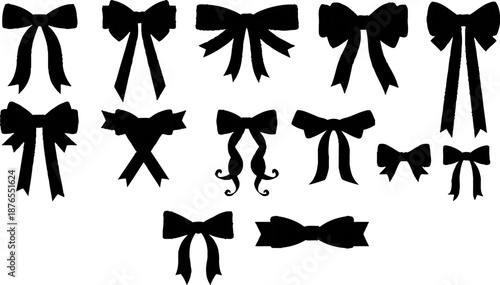 Collection of various black bow tie silhouettes