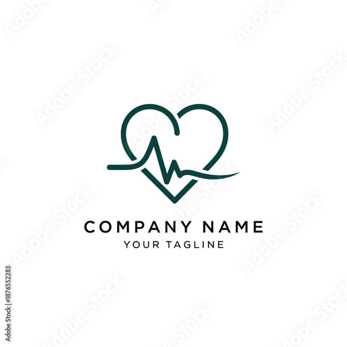 Heartbeat Line Art Logo Design for Medical Company.