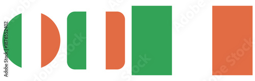 A set of icons depicting the flag of Ireland, made in vector graphics and placed on a transparent background.