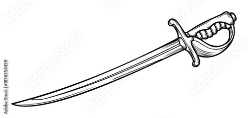 Detailed vintage sword drawing ideal for historical themes, adventure storytelling, piratethemed events, or captivating graphic designs and apparel.