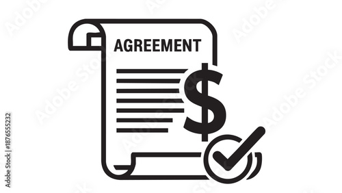 Financial agreement document with a dollar sign and approval stamp