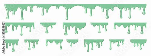 Green Dripping Slime Border and Elements Set