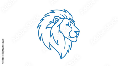 Stylized Blue Lion Head Icon Logo Graphic Design