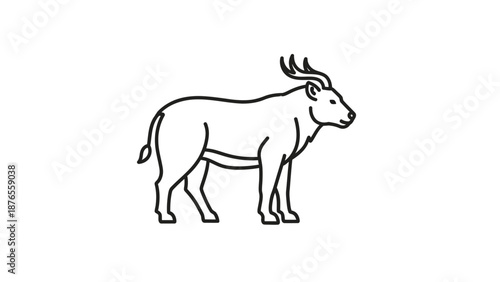 Stylized Line Art of a Bull