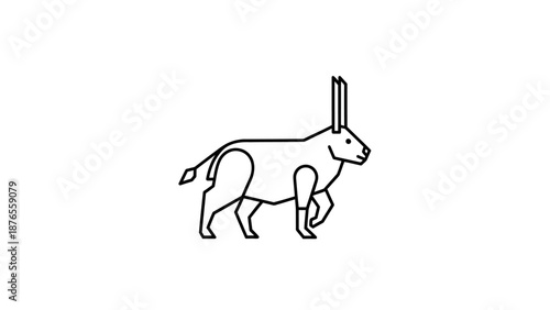 Stylized Line Art of a Jerboa Animal Walking, Minimalist Vector Illustration