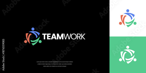 teamwork logo design vector, community logo idea