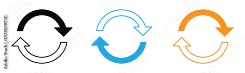 Refresh Button Icon Vector Illustration Design. refresh arrow icon transparent. reload, reset. repeat, recycling sign. circular arrow icon vector. update icon. replay, reboot sign in white background.