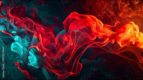 Wallpaper Mural Abstract swirling red and blue smoke tendrils on a dark background, creating a dynamic visual flow Torontodigital.ca