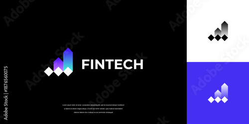 fin tech logo design vector, financial technology logo idea