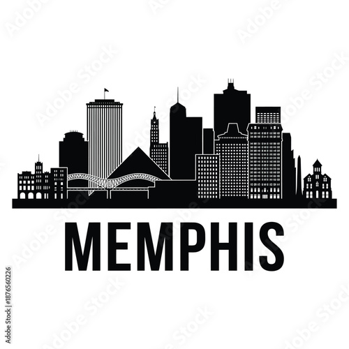 memphis city skyline with buildings and bridge