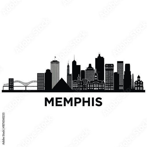 memphis city skyline with buildings and bridge