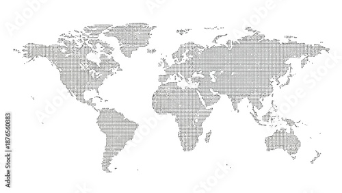 Detailed world map illustration with continents and oceans in grayscale