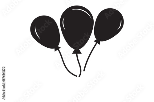 Balloon icon set. party balloon icon decoration birthday vector. Balloon black silhouette icon