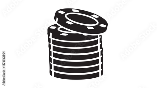 Stack of poker chips on a plain background