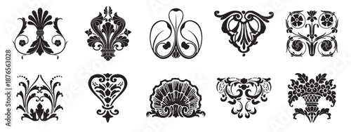 A set of ornamental decorative element.