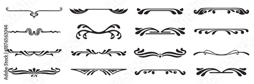 Dividers style Art Nouveau ornament vector set.