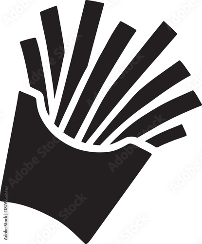 Fries fan shape icon spilling outward for modern snack and fast food design
