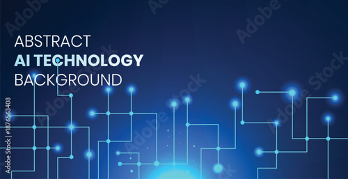 Vector abstract  ai technology background with glowing lines
