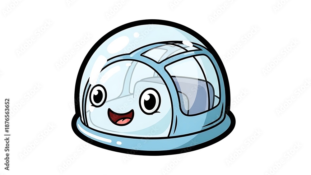 Fototapeta premium Cartoon Space Helmet Character Illustration.