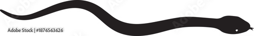 Snakey black silhouette moving smoothly across white background