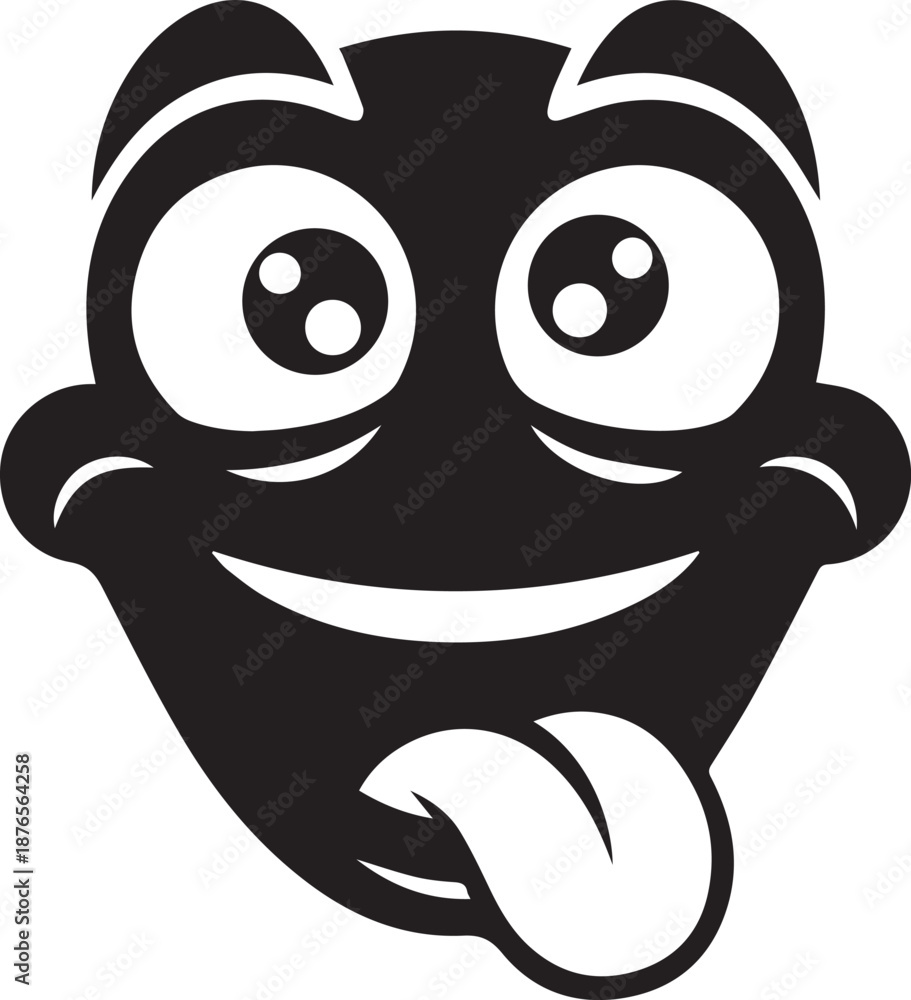 Fototapeta premium Playful cartoon face with tongue out smiling