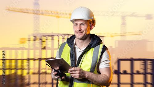 Construction site, male eng...