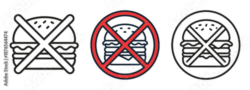 No Burger Icons – Fast Food Prohibition Symbols