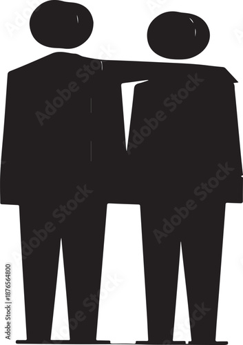 Two businesspeople standing together in solidarity and support