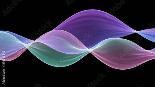 Colorful Flowing Waves Create Dynamic and Silky Visual Effect with Mesmerizing Abstract Pattern on Black Background