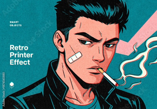 Retro Printer Design Effect Mockup