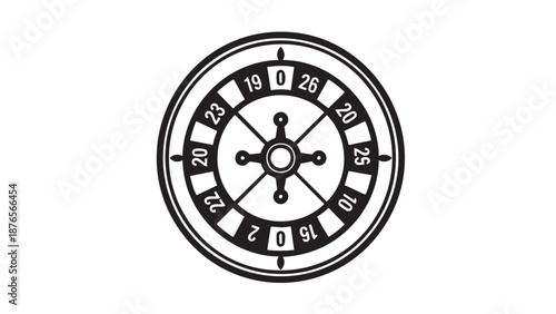 A black and white illustration of a numbered dial with a central handle, set against a plain white background