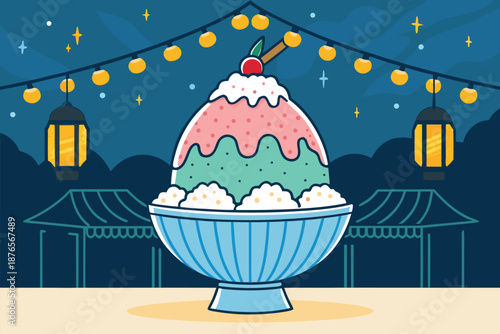 Night Street Dessert Ice Shaved Bowl