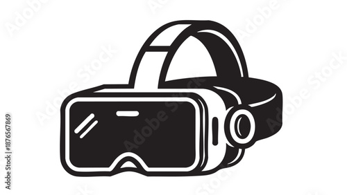 A virtual reality headset illustration on a white background