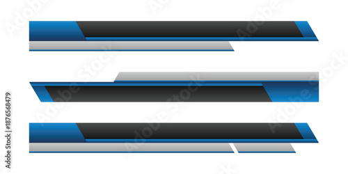 Futuristic technology lower third vector design background texture banner template set with black and blue color shape strips