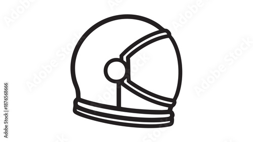 Simple black and white illustration of a helmet on a plain white background