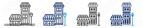 strip mall icon set multiple style