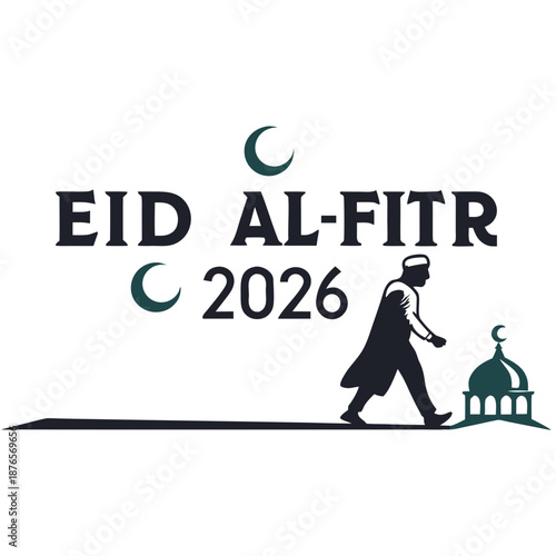 Man walking towards mosque on Eid al-Fitr 2026 celebration