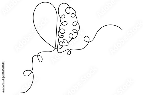 Single line heart and brain illustration representing mental and emotional balance
