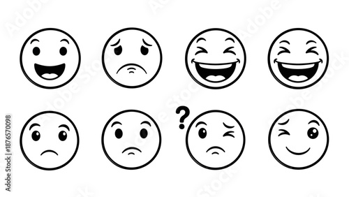 Hand Drawn Emoji Faces Collection with Various Emotions