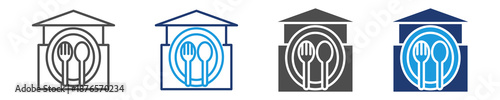 food court icon set multiple style